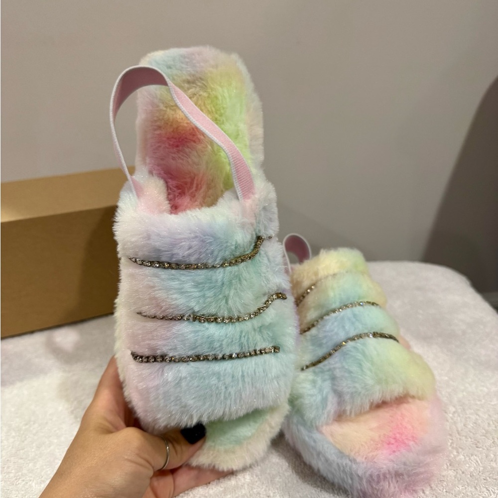 Rui-Koch Women's Multicolor Furry Slippers